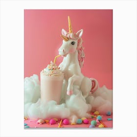 Toy Unicorn Drinking A Milkshake Canvas Print