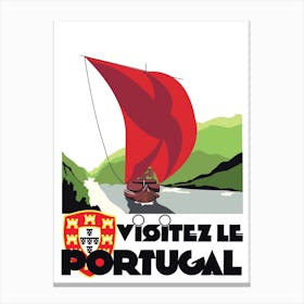 Visit Portugal, Sailing boat on a Sea Canvas Print