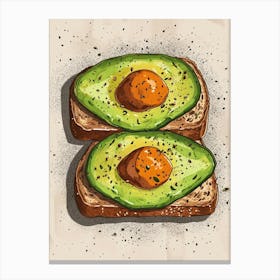 Avocado On Toast Illustration 3 Canvas Print