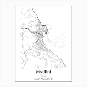 Mytilini,Greece Minimalist Map Canvas Print