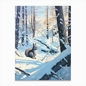 Winter Gray Squirrel 2 Illustration Canvas Print