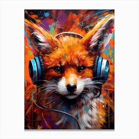 Fox With Headphones animal Canvas Print
