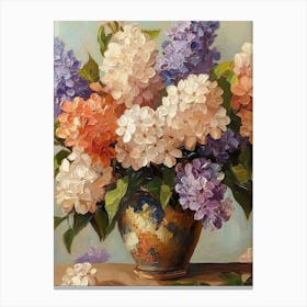 Bouquet Featuring Lilac Flowers In A Vase Canvas Print