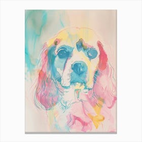 Cavalier King Charles Spaniel Dog Pastel Line Painting 1 Canvas Print