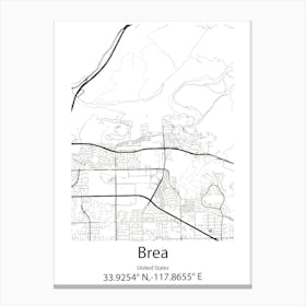 Brea,United States Minimalist Map 1 Canvas Print