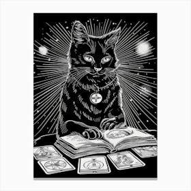 Cat Reading Tarot Cards Canvas Print