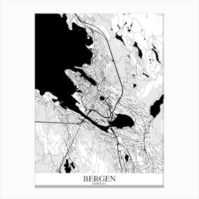 Bergen White Black Canvas Print