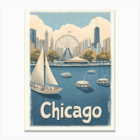 Aihrgdesign A Classic 1960s Travel Poster For Chicago 1 Canvas Print