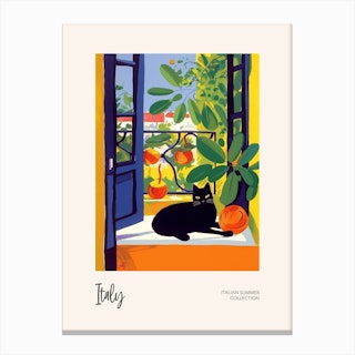 Cat On Window Matisse 1 Italian Summer Collection Canvas Print