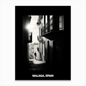 Poster Of Malaga, Spain, Mediterranean Black And White Photography Analogue 2 Canvas Print