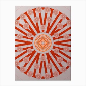 Geometric Abstract Glyph Circle Array in Tomato Red n.0283 Canvas Print