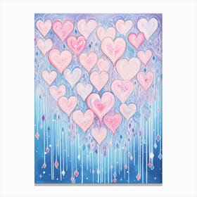 Pastel Blue & Pink Doodle Heart 4 Canvas Print