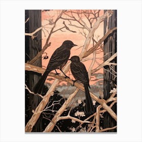 Art Nouveau Birds Poster Chimney Swift 1 Canvas Print