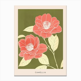 Pink & Green Camellia 3 Flower Poster Canvas Print