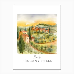 Italy Tuscany Hills Storybook 6 Travel Poster Watercolour Canvas Print