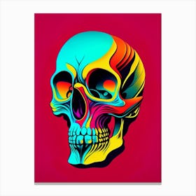 Skull With Tattoo Style Artwork Primary Colours 3 Pop Art Canvas Print