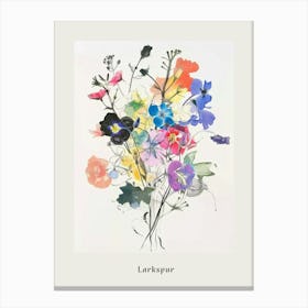 Larkspur 1 Collage Flower Bouquet Poster Canvas Print