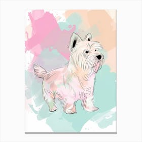 West Highland White Terrier Dog Pastel Line Illustration  4 Canvas Print