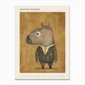 Unicorn In A Suit & Tie Mustard Muted Pastels 2 Poster Canvas Print