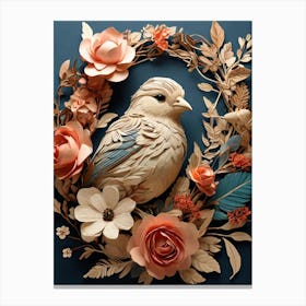 Bird In A Wreath 6 Canvas Print