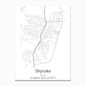 Shyroke,Ukraine Minimalist Map Canvas Print