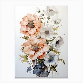 Timeless Nature Art Delicate Flowers In Pastel Shades Canvas Print