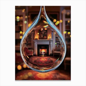 Water Drop In A Fireplace Canvas Print