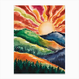 Sunset In The Mountains Canvas Print