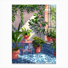 Garden With Potted Plants Canvas Print