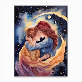 Two Women Hugging Canvas Print