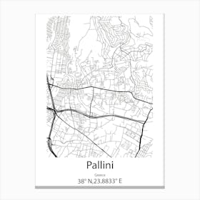 Pallini,Greece Minimalist Map Canvas Print