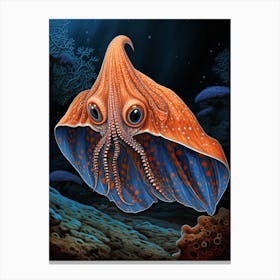 Blanket Octopus Detailed Illustration 12 Canvas Print