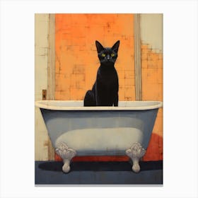 Black Cat In Bathtub 6 Canvas Print