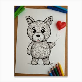 Teddy Bear Drawing Canvas Print