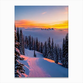 Cortina D'Ampezzo, Italy Sunrise Skiing Poster Canvas Print