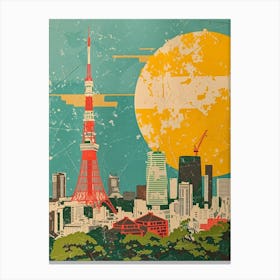 Tokyo Tower Mid Century Modern 2 Canvas Print