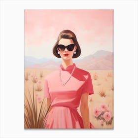 Retro 1950s Pink Lady Desert Portrait Canvas Print