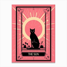 The Sun Tarot Card, Black Cat In Pink 0 Canvas Print