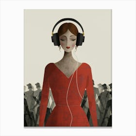 Woman Listening To Music 5 Canvas Print