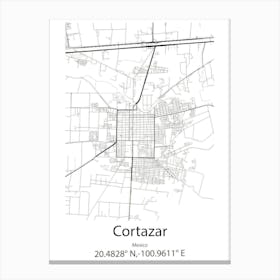 Cortazar,Mexico Minimalist Map Canvas Print