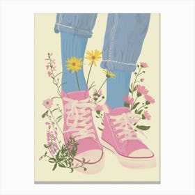 Pink Sneakers And Flowers 6 Canvas Print