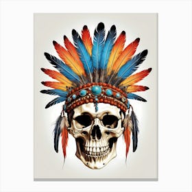 Skull Indian Headdress (28) Canvas Print