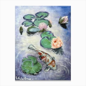 Koi Pond oil painting Canvas Print