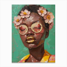 Woman With Flowers In Her Hair 6 Canvas Print