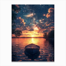 Sunset In A Boat 2 Canvas Print