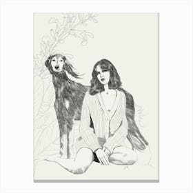 A Girl And A Dog Canvas Print