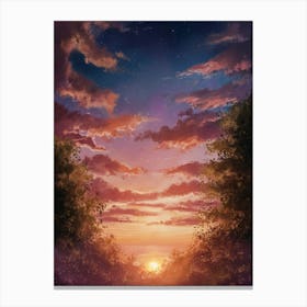 Sunset In The Woods 3 Canvas Print