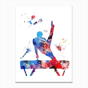 Gymnastics Horse Balance Male Watercolor Canvas Print