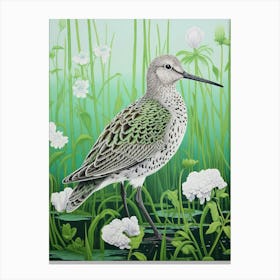 Ohara Koson Inspired Bird Painting Dunlin 2 Canvas Print