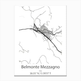 Belmonte Mezzagno,Italy Minimalist Map Canvas Print